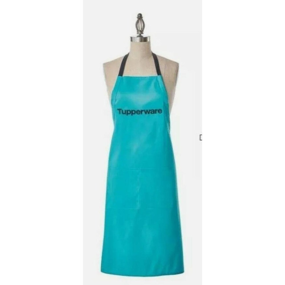Tupperware Logo Apron Teal / Aqua Blue and Black Embroidered  New Teal